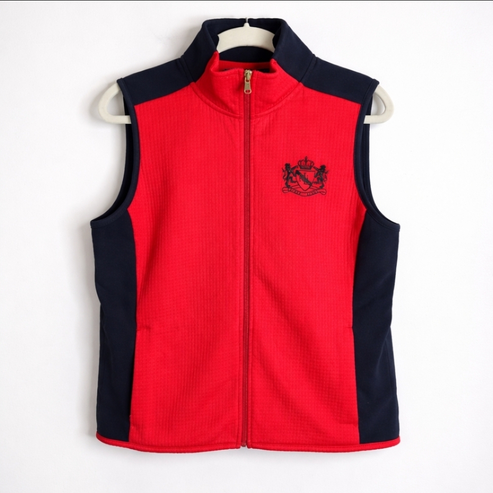 Lauren Ralph Lauren Active Vest Women’s Size Large Red Black Zip